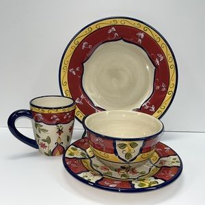 Pier 1 Vallarta Hand Painted Earthenware 4pc set